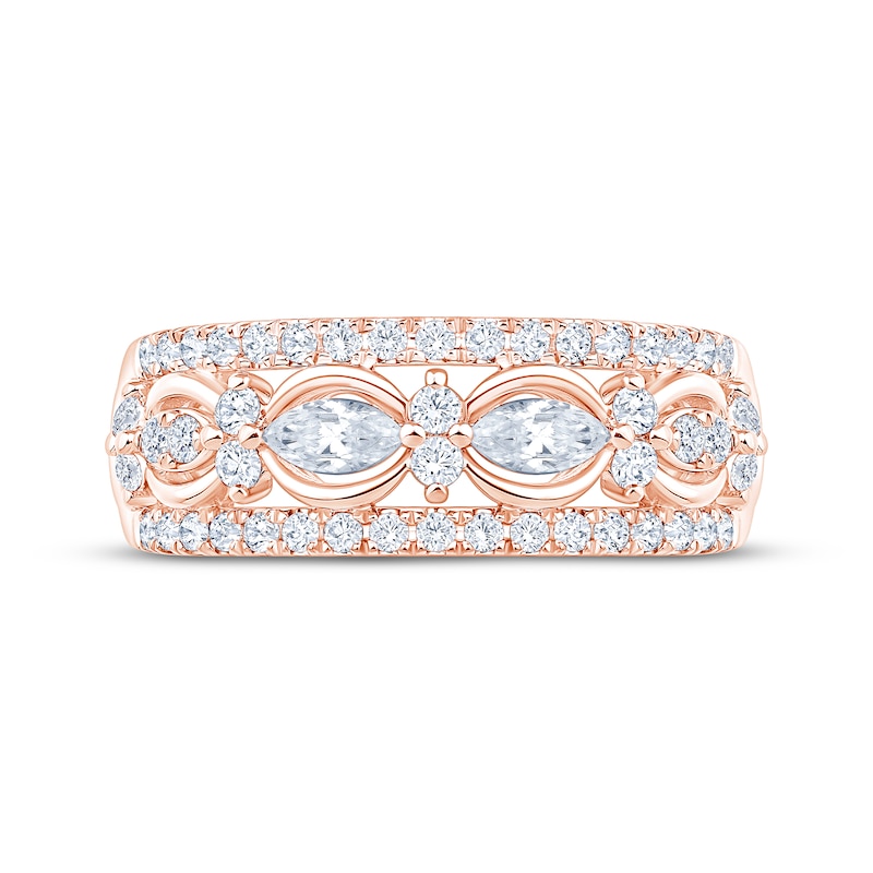 Main Image 3 of Marquise & Round-Cut Diamond Three-Row Anniversary Ring 7/8 ct tw 14K Rose Gold