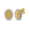 Thumbnail Image 1 of Diamond Halo Cross Stud Earrings 1/4 ct tw 10K Yellow Gold