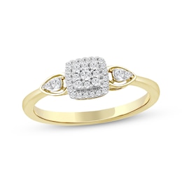 Multi-Diamond Cushion-Shaped Promise Ring 1/6 ct tw 10K Yellow Gold