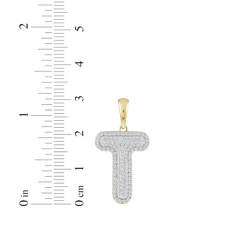 Main Image 3 of Diamond Puff Letter T Initial Charm 1/3 ct tw 10K Yellow Gold