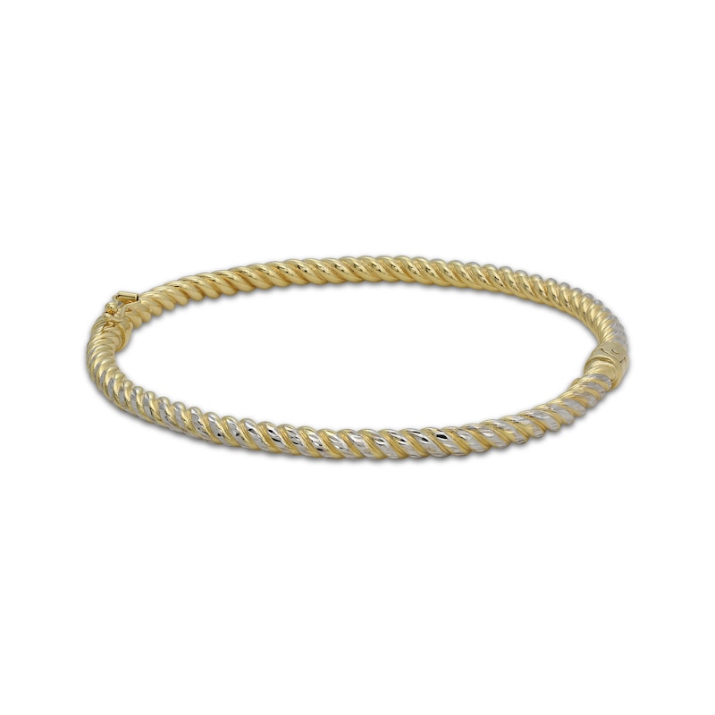 Main Image 1 of Reaura Diamond-Cut Rope Twist Bangle Bracelet Repurposed 14K Yellow Gold