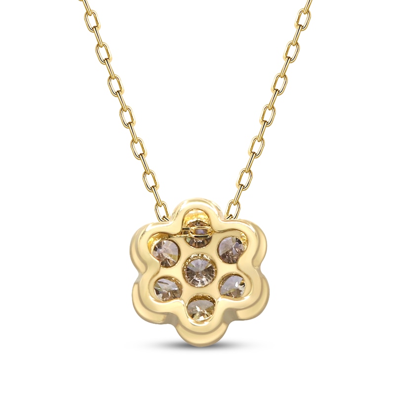 Main Image 3 of Variable Color Diamonds Flower Necklace 1/2 ct tw 10K Yellow Gold 18&quot;