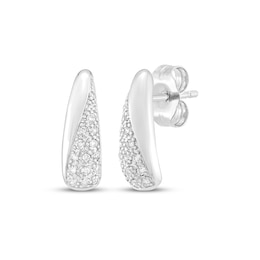 Diamond Curve Stud Earrings 1/10 ct tw Sterling Silver