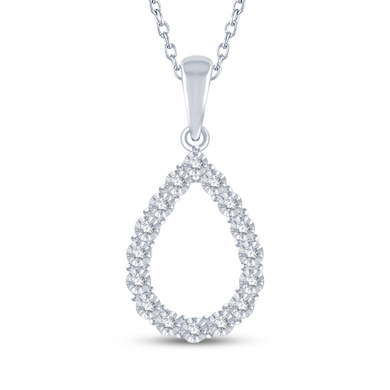 Main Image 1 of Diamond Teardrop Outline Necklace 1/10 ct tw Sterling Silver 18&quot;