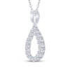 Thumbnail Image 2 of Diamond Teardrop Outline Necklace 1/10 ct tw Sterling Silver 18&quot;