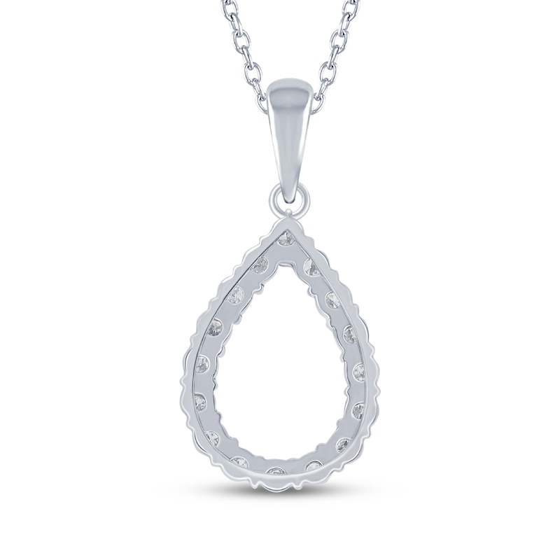 Main Image 3 of Diamond Teardrop Outline Necklace 1/10 ct tw Sterling Silver 18&quot;