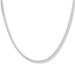 Wheat Chain Necklace Solid 14K White Gold 20&quot;