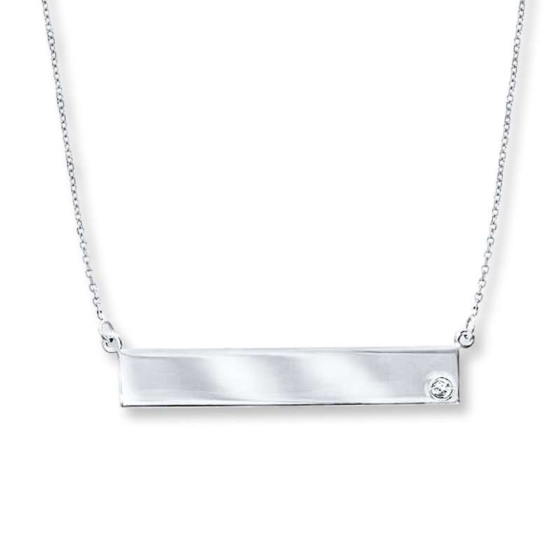 Main Image 1 of Bar Necklace Diamond Accent 14K White Gold 18&quot;