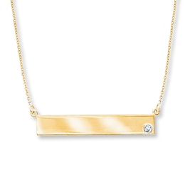 Bar Necklace Diamond Accent 14K Yellow Gold 18&quot;