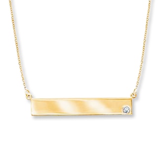 Engraved Bar Necklace 14K Yellow Gold / 18in / Staple Chain