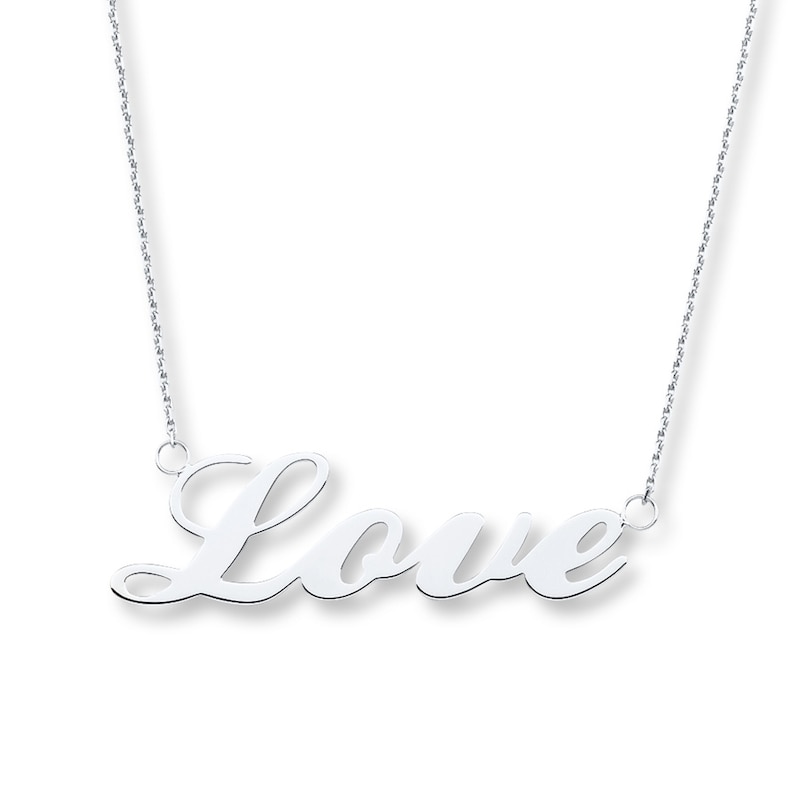 Main Image 1 of Love Necklace 14K White Gold 18&quot;