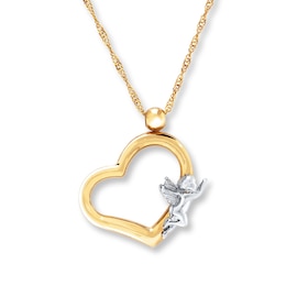 Angel Heart Necklace 14K Two-Tone Gold 17&quot;