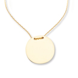 Round Disc Necklace 14K Yellow Gold 18&quot;