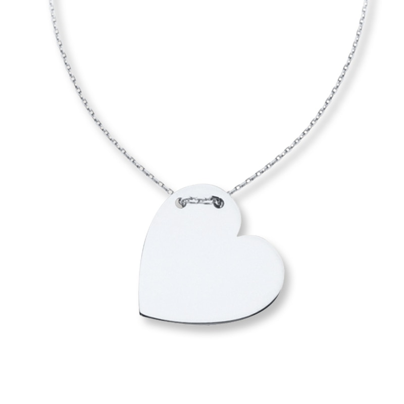 Main Image 1 of Heart Necklace 14K White Gold 18&quot;