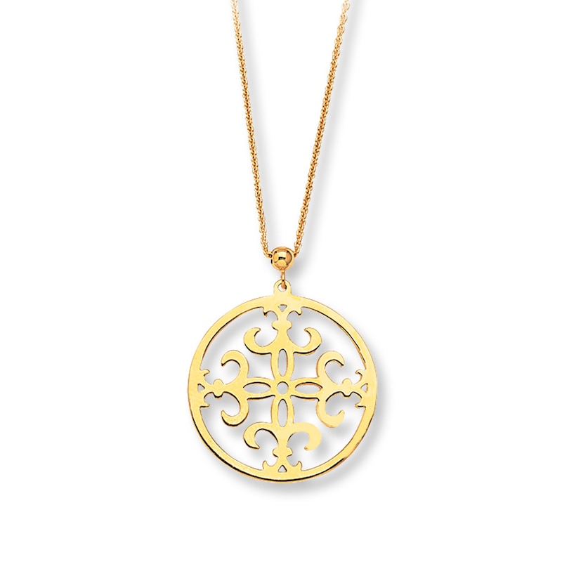 Fleur-de-Lis Necklace 14K Yellow Gold 17"