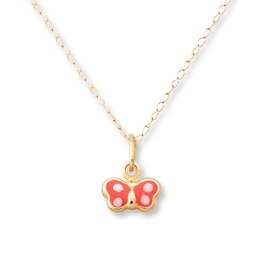Children's Necklace 14K Yellow Gold Butterfly 13&quot;