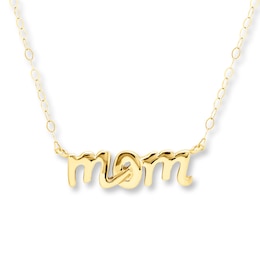 Petite Mom Necklace 14K Yellow Gold 17&quot;