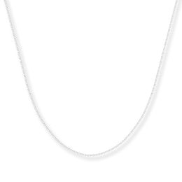 0.55mm Box Chain Necklace Solid 14K White Gold 24&quot;