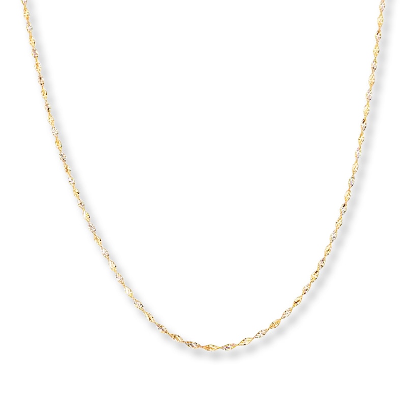 Solid Singapore Chain 14K Two-Tone Gold 24