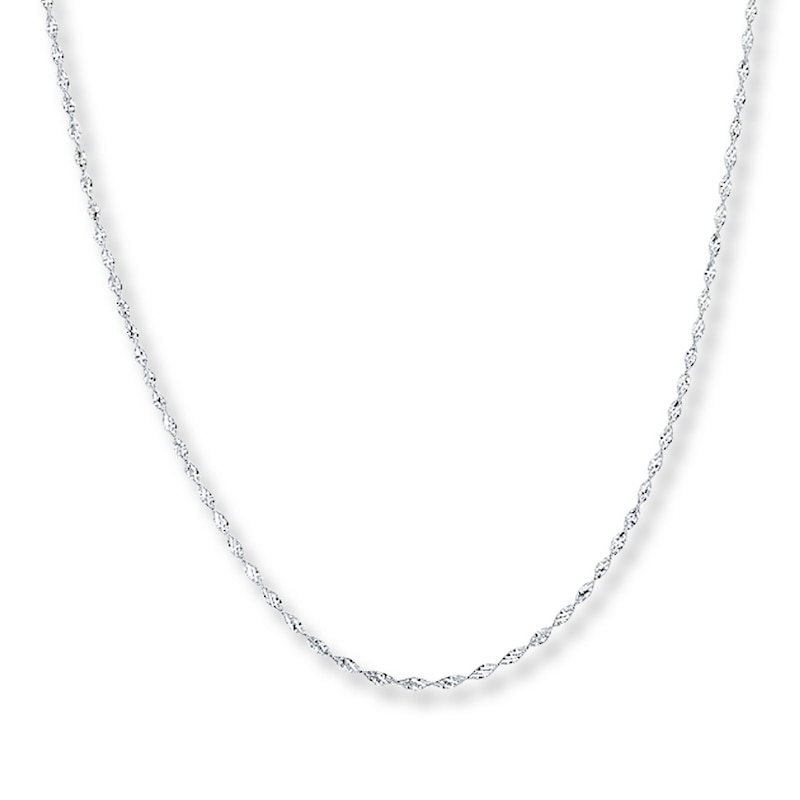 Main Image 1 of Solid Singapore Chain 14K White Gold 24&quot;