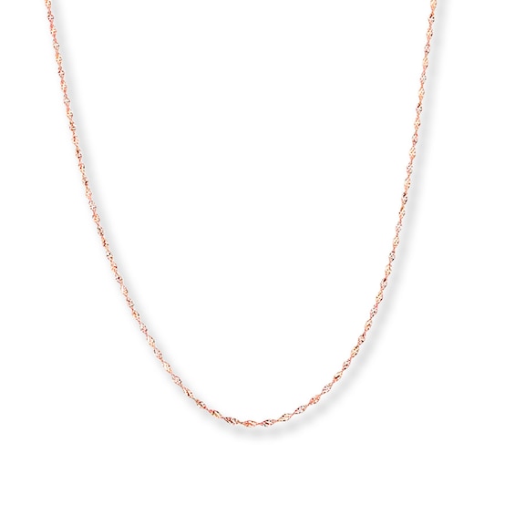 Solid Singapore Chain Necklace 14K Two-Tone Gold 20"