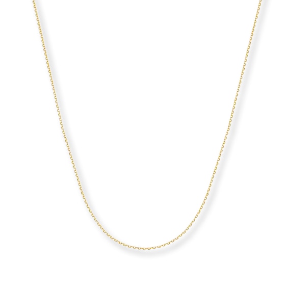 Cable Chain Necklace Solid 14K Yellow Gold 18