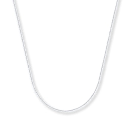 Cable Chain Necklace Solid 14K White Gold 18&quot;