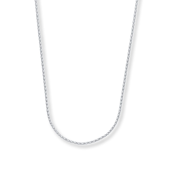 Solid Wheat Chain Necklace 14K White Gold 20"