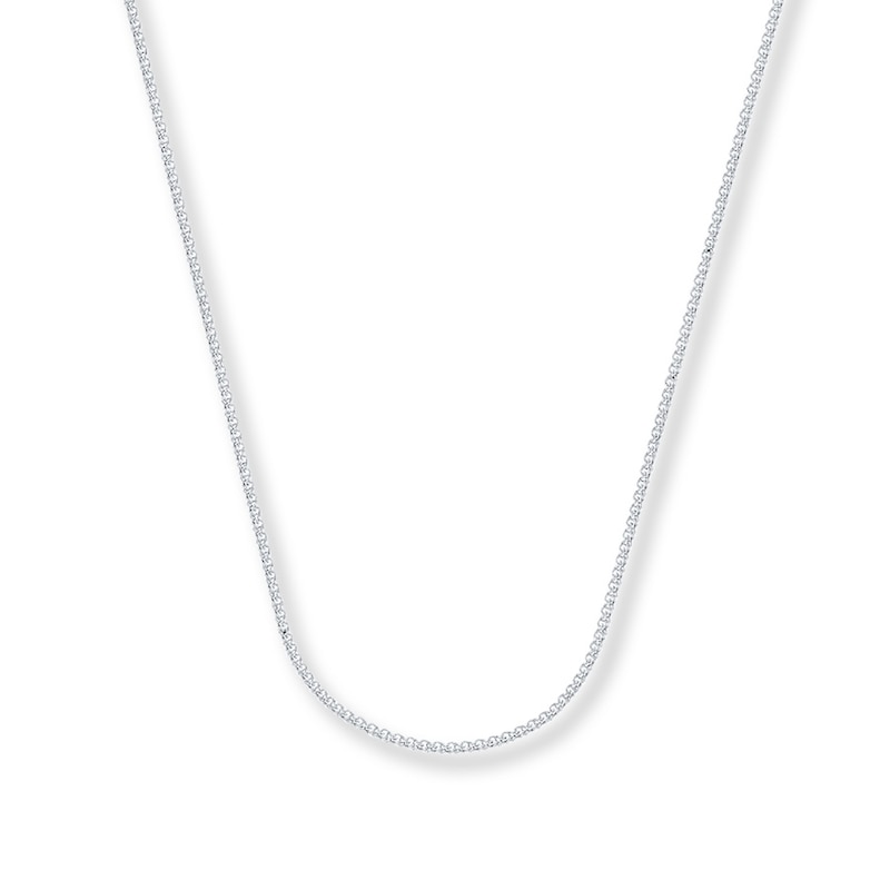 Main Image 1 of Solid Wheat Chain Necklace 14K White Gold 16&quot;