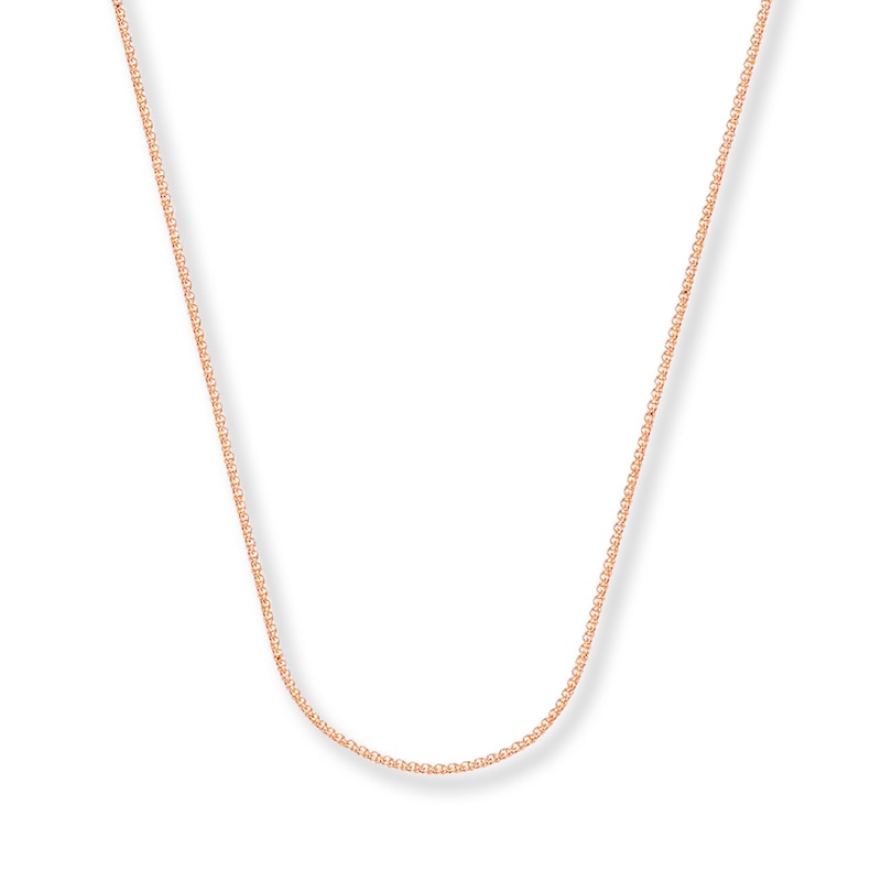 Solid Wheat Chain Necklace 14K Rose Gold 16"