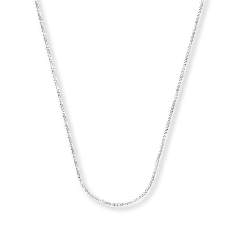 Main Image 1 of Solid Wheat Chain Necklace 14K White Gold 16&quot;