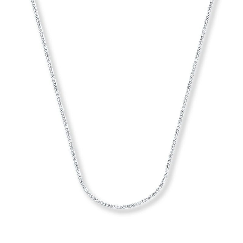 Main Image 1 of Solid Square Wheat Chain 14K White Gold Necklace 16&quot;