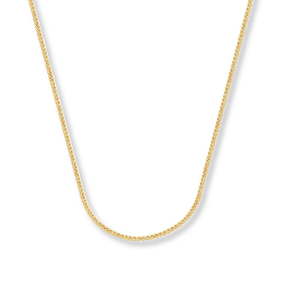 Solid Square Wheat Chain 14K Yellow Gold Necklace 16"
