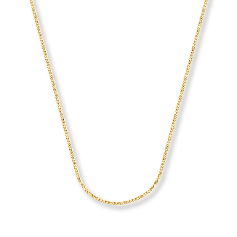 Main Image 1 of Solid Square Wheat Chain 14K Yellow Gold Necklace 24&quot;