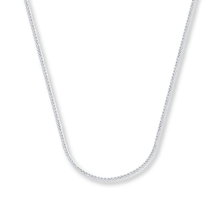 Solid Square Wheat Chain 14K White Gold Necklace 18