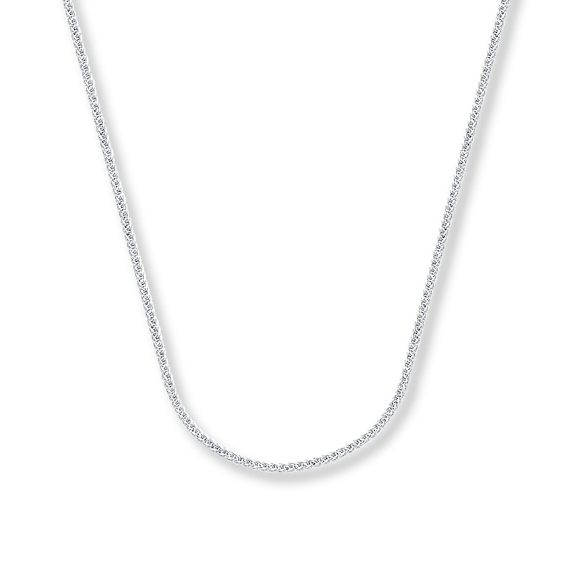 Main Image 1 of Solid Square Wheat Chain 14K White Gold Necklace 18&quot;