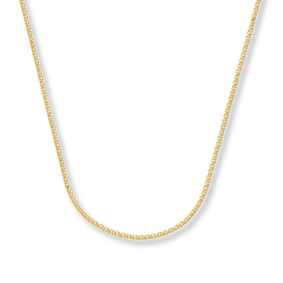 Solid Wheat Chain Necklace 14K Yellow Gold 16"