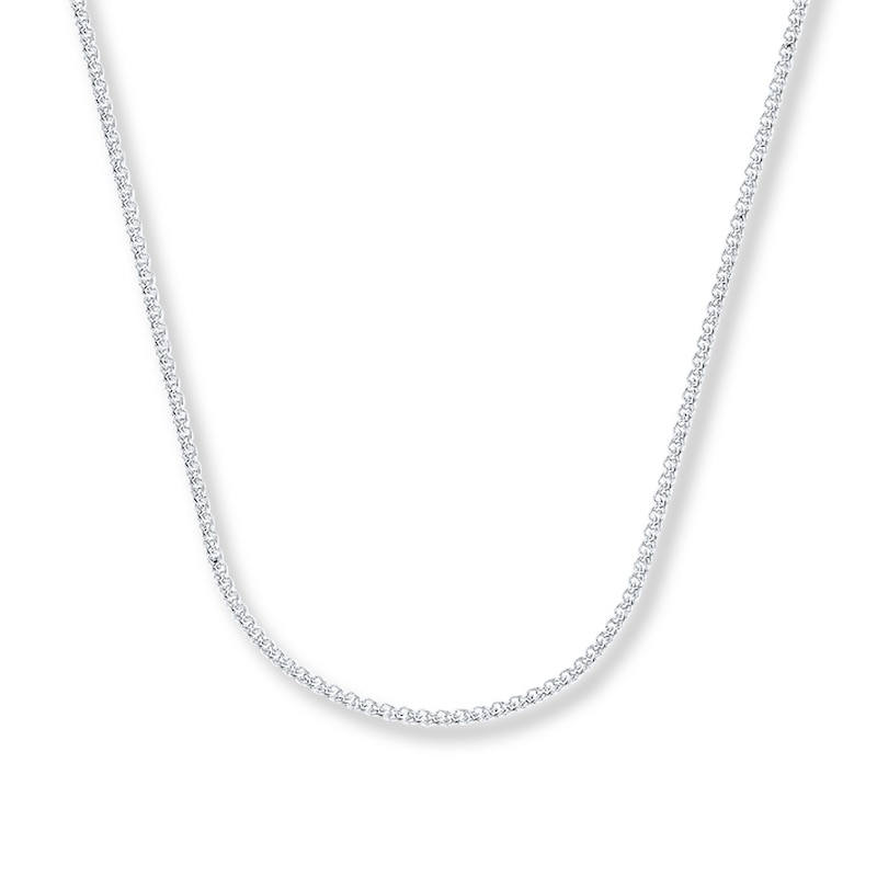 Main Image 1 of Solid Wheat Chain Necklace 14K White Gold 24&quot;