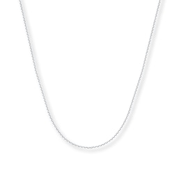 Cable Chain Necklace Solid 14K White Gold 24&quot;