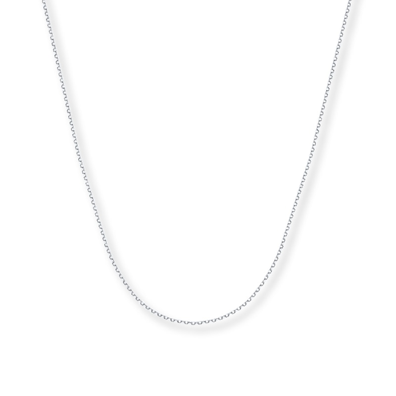 Main Image 1 of Solid Cable Chain Necklace 14K White Gold 24&quot;