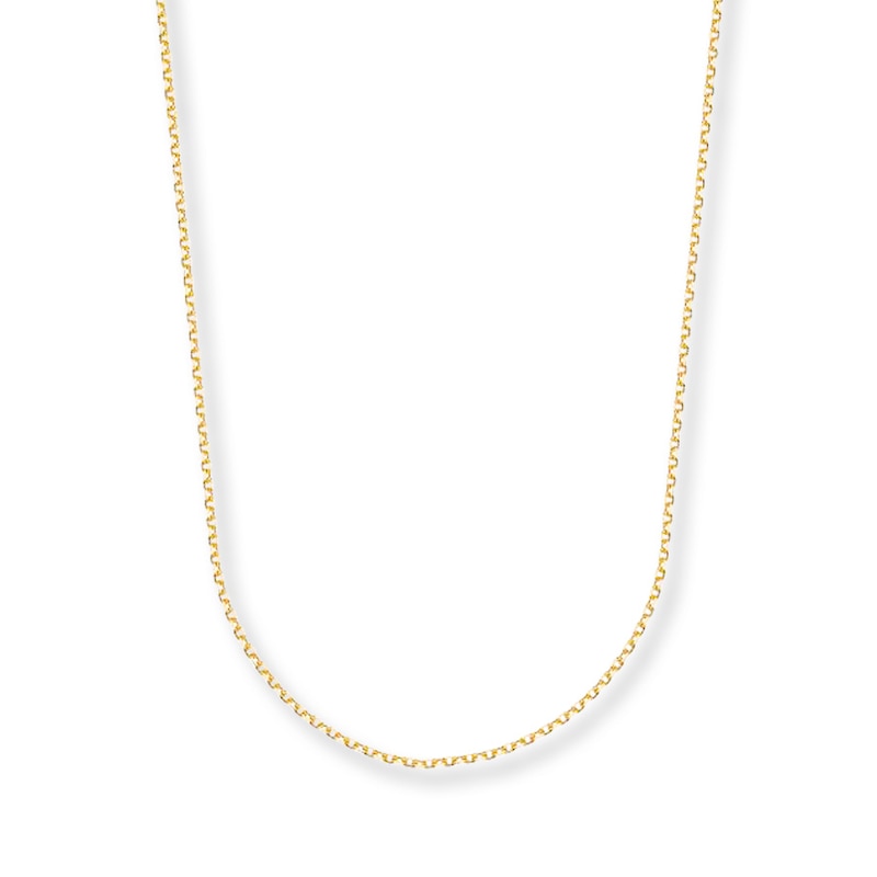 Main Image 1 of 1mm Cable Chain Necklace Solid 14K Yellow Gold 20&quot;