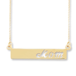 Mom Bar Necklace 10K Yellow Gold 17&quot;