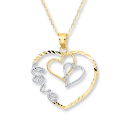 Heart Love Necklace 10K Two-Tone Gold 18&quot;