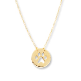 Paw Print Necklace 14K Yellow Gold 16&quot;