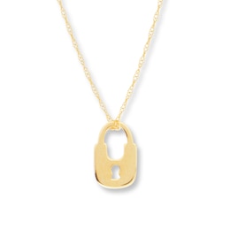 Lock Necklace 14K Yellow Gold 16&quot;