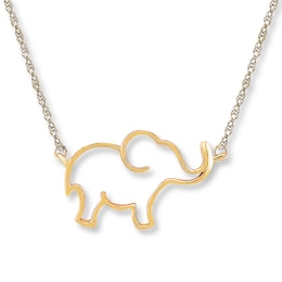 Elephant Necklace 10K Yellow Gold 18&quot;