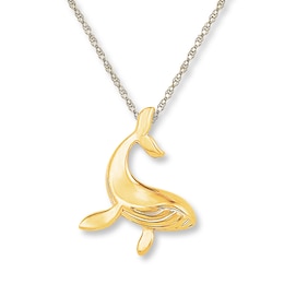 Whale Necklace 10K Yellow Gold 18&quot;