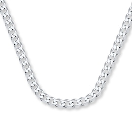 Solid Curb Chain Necklace 14K White Gold 22&quot;