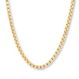 Hollow Box Chain Necklace 10K Yellow Gold 22&quot;