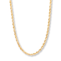 Rope Chain Necklace Solid 10K Yellow Gold 24&quot;